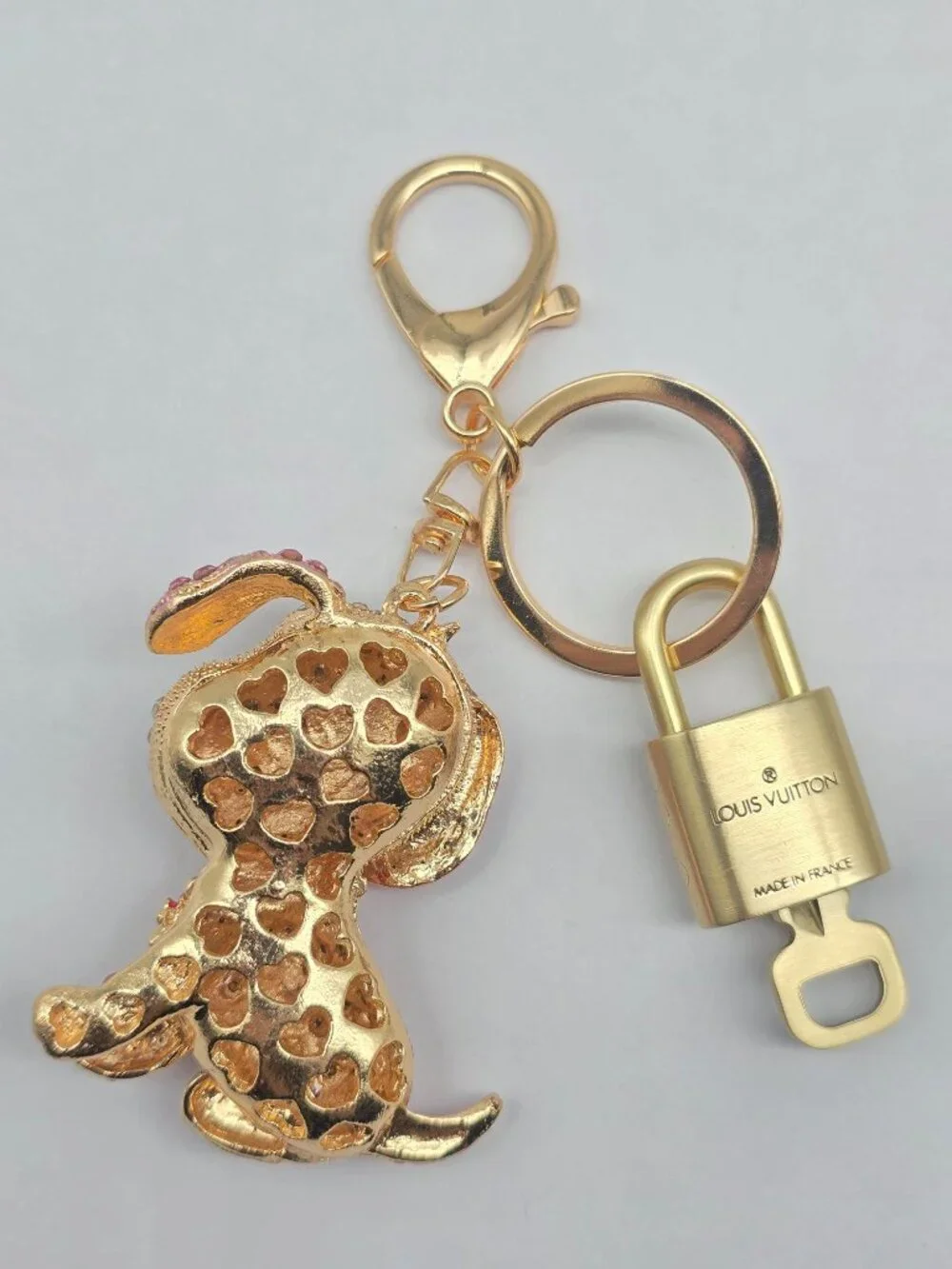 Authentic Louis Vuitton Gold Lock 🔒 Unbranded Dog Keychain Bag Charm LV